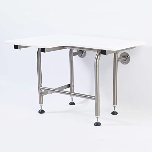 HDP Shower Seat With Legs - ADA Heavy Duty Chair for Inside Shower 600lbs | 304 Stainless Steel | For Elderly and Disabled | Folding Wall Mounted | 26" x21" Right Hand - size: 26 Right