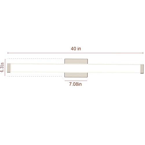 Bathroom Vanity Light Brushed Nickel Square LED 24 inch 14W 4000K Natural White Light Wall Bar Lighting Fixtures Over Mirror (Brushed Nickel, 40in) - color: Brushed Nickel, size: 40in