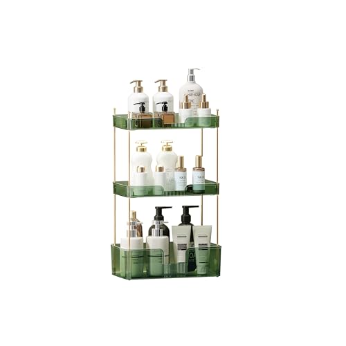 Akinbas 3 Tier Bathroom Organizer Countertop Makeup Perfume Tray Skincare Organizer for Bathroom Dresser Vanity (Green) - color: Green, size: GIB-3 Tier