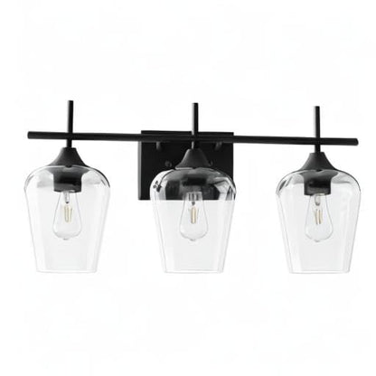 VONLUCE 3 Light Bathroom Vanity Light Fixture,Matte Black | Wine Glass Shades, E26 Sockets, Easy to install, Vanity Lights for Bathroom Bedroom Hallway Living Room - color: Black, size: 3-Light