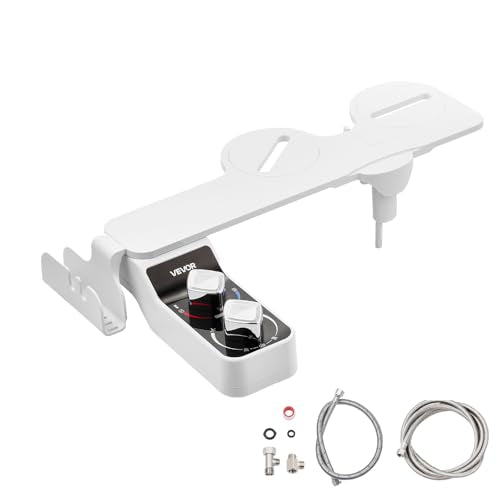 VEVOR Bidet Attachment for Toilet, Hot & Cold Non-Electric Water Sprayer - Dual Retractable Nozzles, Adjustable Water Pressure, 0.3’’ Ultra Thin Bidet Toilet Seat Attachment for Rear and Feminine Wash - style: Cool/Warm Optional - 2 rotary knobs - foldabl