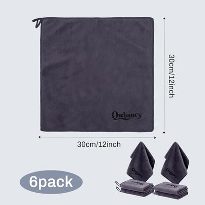 Makeup Remover Washcloths, 6 Pack Microfiber Face Towels, Plush & Thick, Ultra Soft Reusable Towels for Face & Hands, Highly Absorbent & Gentle 12 x 12 Inches, Black Gray - color: Black Gray