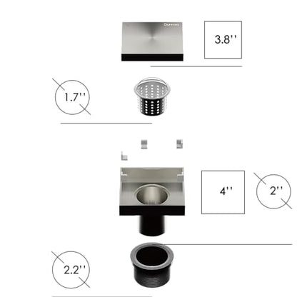 Sunrosa 4 Inch Square Shower Drain, Brushed Nickel, 304 Stainless Steel | Reversible Tile-insert Cover, For Bathroom Renovatio,PVD Coating, Press-to-lift Cover Design, One-piece Bent Design - color: Brushed Nickel, size: 4"×4"