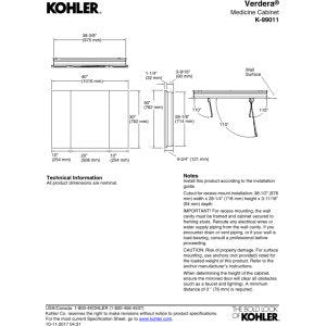 Kohler 99011-NA Verdera® Three-Door Bathroom Medicine Cabinet with Mirror, Recessed or Surface-Mount Bathroom Wall Cabinet, Slow-Close Doors, 40 in. W x 30 in. H - size: 40" W x 30" H, style: Magnifying Mirror + Slow Close