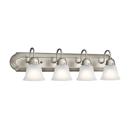 Kichler 30" 4-Light Vanity Bath Light in Brushed Nickel, Modern Bathroom Light with Clear Satin Etched Glass, (30" W x 8" H), 5338NIS - color: Brushed Nickel, size: 30"
