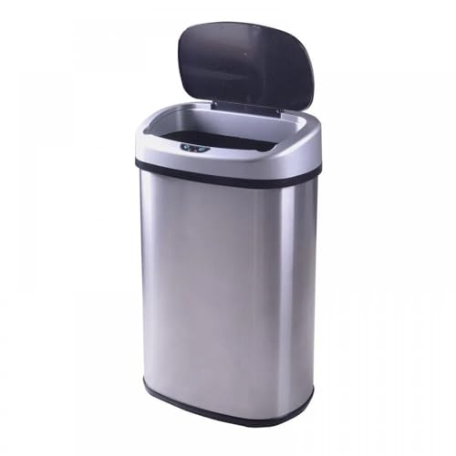 13 Gallon Kitchen Trash Can with Lid,Bathroom Motion Sensor Automatic Trash Can Touchless,Office Stainless Steel Trash Bin,50 Liter Oval Metal Garbage Can (Stainless Steel) - color: Sliver01
