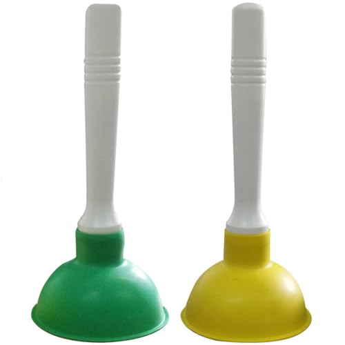 Drain Plunger, Mini Sink Unclogger, Small 4-Inch Clog Remover | Rubber Cup Hand Plumber Helper, Force Tiny Compact Tool with 9" Short Handle for Kitchen Bathroom, Toilet, Shower, Bath Tub - color: Green + Yellow