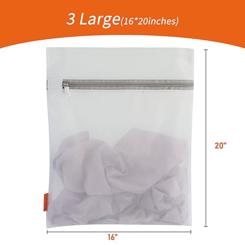 Mesh Laundry Bags 3 Pack (Large, 16 x 20") | Durable Zipper, For Delicates, Lingerie, Bras, Underwear, Protect Garments in Washing Machine - size: 3 Large