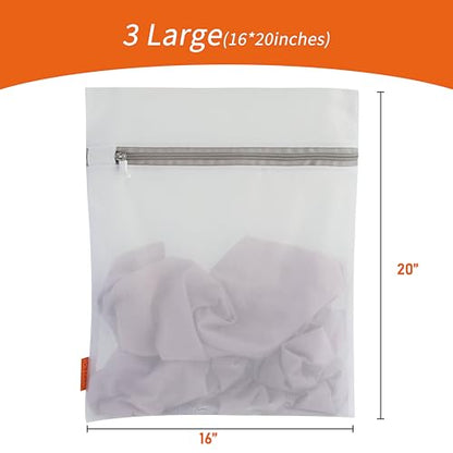 Mesh Laundry Bags 3 Pack (Large, 16 x 20") | Durable Zipper, For Delicates, Lingerie, Bras, Underwear, Protect Garments in Washing Machine - size: 3 Large