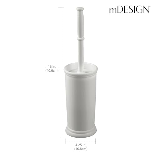 mDesign Toilet Bowl Brush and Holder - Covered Bathroom Toilet Brush - Standing Toilet Bowl Scrubber in Modern Holder - Space Saving, Deep Cleaning Brush for Toilet - Hyde Collection - Light Gray - color: Light Gray