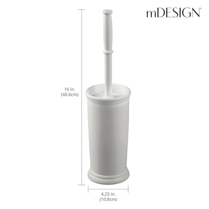mDesign Toilet Bowl Brush and Holder - Covered Bathroom Toilet Brush - Standing Toilet Bowl Scrubber in Modern Holder - Space Saving, Deep Cleaning Brush for Toilet - Hyde Collection - Light Gray - color: Light Gray