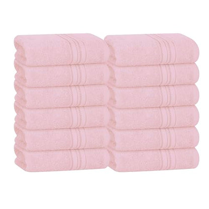 BOUTIQUO Ultra Soft Cotton Washcloths, Contains 12 Piece Face Cloths 12x12 inch, Ideal for Everyday use Face Towels, Compact & Lightweight Multi Purpose Washcloths - Pink - color: Pink, size: Washcloths - Set of 12