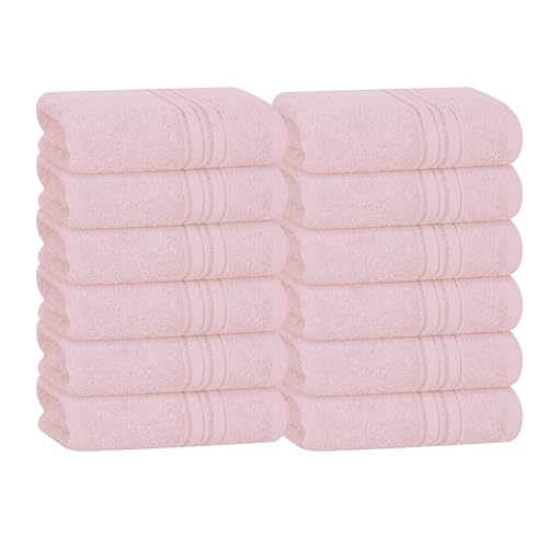 BOUTIQUO Ultra Soft Cotton Washcloths, Contains 12 Piece Face Cloths 12x12 inch, Ideal for Everyday use Face Towels, Compact & Lightweight Multi Purpose Washcloths - Pink - color: Pink, size: Washcloths - Set of 12