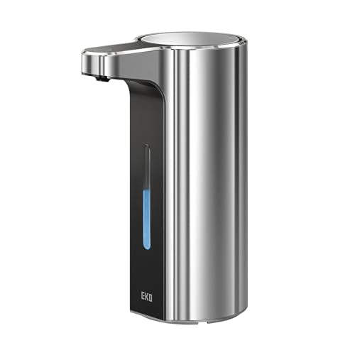 EKO Aroma Pro 13.5 fl oz Touchless Automatic Liquid Soap Dispenser, Rechargeable Hand & Dish Soap Dispenser for Bathroom and Kitchen, Waterproof, Adjustable Volume Control (Chrome Metallic) - color: Chrome Metallic, size: 13.5 oz (Premium Wireless Chargin