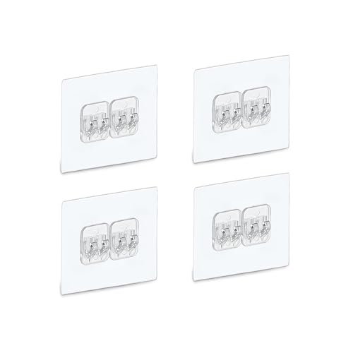 Lae Nuvole Shower Caddy Adhesive Pads, No Drilling, Clear PC, 4 Pack | 2.4x2.4 inch Waterproof replacement hooks for shower shelf, soap holder, or kitchen rack, sticks to tile, glass, marble - size: 2.4x2.4 inch