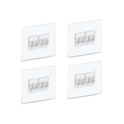 Lae Nuvole Shower Caddy Adhesive Pads, No Drilling, Clear PC, 4 Pack | 2.4x2.4 inch Waterproof replacement hooks for shower shelf, soap holder, or kitchen rack, sticks to tile, glass, marble - size: 2.4x2.4 inch