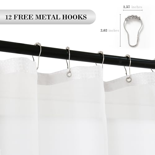 YI & ZE White Waffle Weave Shower Curtain with Snap-in Liner, 72W x 72L | Slub Textured Heavy Fabric, Waterproof & Washable, Equipped with 12 Metal Hooks - color: Waffle White, size: 72"W x 72"L (Pack of 1)