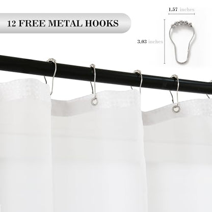 YI & ZE White Waffle Weave Shower Curtain with Snap-in Liner, 72W x 72L | Slub Textured Heavy Fabric, Waterproof & Washable, Equipped with 12 Metal Hooks - color: Waffle White, size: 72"W x 72"L (Pack of 1)