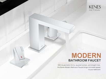 Chrome Widespread Bathroom Faucet 2 Handle Vanity Faucet 3 Hole | Bathroom Sink Faucet with Pop Up Drain & Supply Lines, Lead-Free cUPC & NSF Certified, 8 Inch Faucet for Vanity Restroom Sink - color: Chrome