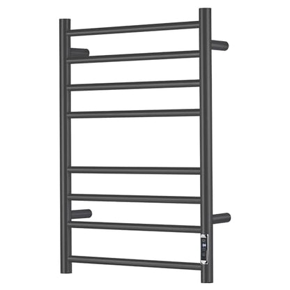 Towel Warmer Bathroom Wall Mounted Drying Rack Plug-in Electric Heated Towel Rack Stainless Steel Black with Timer & Temperature Control 8 Bar - color: Black With Timer 8 Bar Etw44-2, size: 8 Bar
