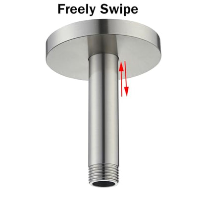 RANDOM Shower Arm with Flange,4 Inches Ceiling Mount Shower Head Extension Arm Straight Arm Ceiling-Mounted For Fixed Shower Head,Brushed Nickel.RD91038-4BN - color: 4″ Brushed Nickel(Round Flange)