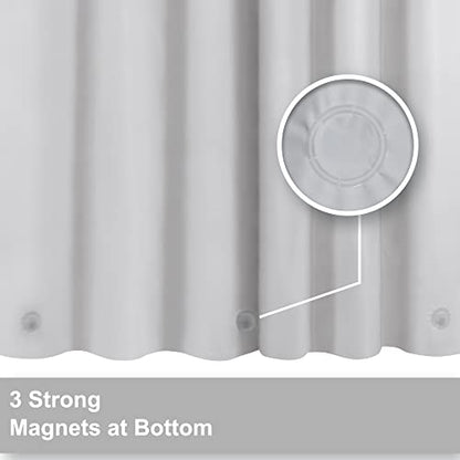 Barossa Design Shower Curtain Liner Standard Size, Silver Gray | Premium PEVA, BPA & PVC Free, No Chemical Smell, Metal Grommets, Lightweight Shower Curtain with 3 Magnets for Bathroom - color: Gray Silver, size: 72"W x 72"L (Pack of 1)
