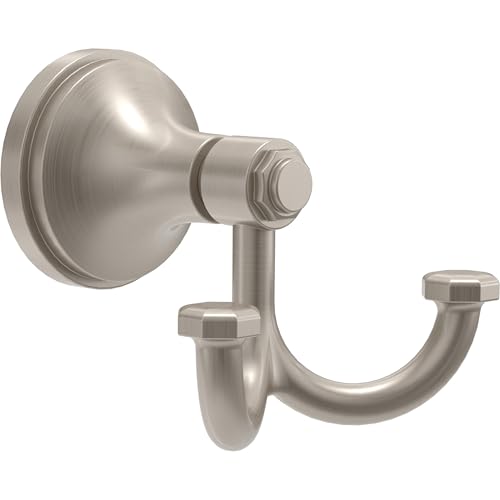 Franklin Brass Woodruff (1-Pack) Towel Hooks Satin Nickel Double Bathroom J Hooks Wall Mounted for Robes & Towels Hand Towel Hook Holder Kitchen, Bathroom Accessories WDRF35-SN - color: Satin Nickel
