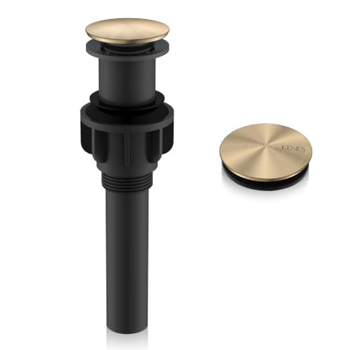 Champagne Bronze Pop Up Bathroom Sink Drain Assembly Without Overflow | Bathroom Vanity Sink Drain Assembly, Built-in Anti-Clogging Strainer, Plastic Pop Up Drain for Bathroom Vanity Vessel Sink - color: Champagne Bronze, size: Big Pop up Cap (Without Ove