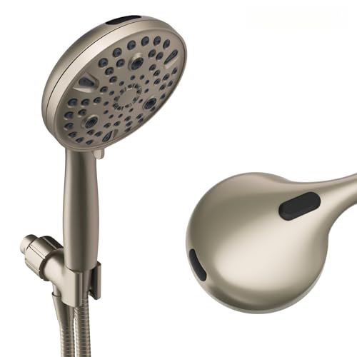 High Pressure Rain Handheld Shower Head Set,Anti-clog Nozzles with Handheld Spray Combo,Fixed Showerhead 6-Mode,59 Inch Hose Bracket Teflon Tape Rubber Washers,Brushed Nickel(MLJ-SC001SGN-6NLS) - color: MLJ-SC001SGN-6NLS