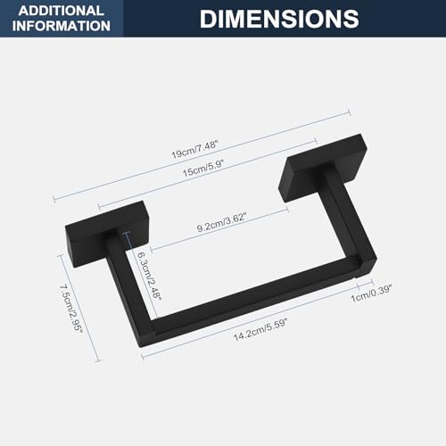 Toilet Paper Holder Wall Mount Matte Black Stainless Steel | Toilet Tissue Roll Holder Bathroom Square Toilet Paper Towel Roll Holder, Double Post Pivoting Tissue Handle - color: Matte Black