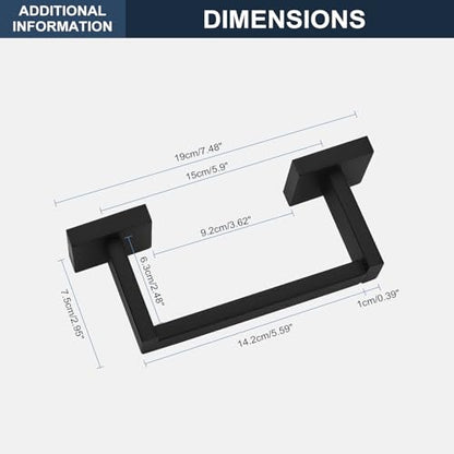 Toilet Paper Holder Wall Mount Matte Black Stainless Steel | Toilet Tissue Roll Holder Bathroom Square Toilet Paper Towel Roll Holder, Double Post Pivoting Tissue Handle - color: Matte Black