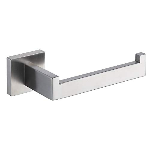 TASTOS Toilet Paper Holder Brushed Nickel, Toilet Tissue Roll Holders Dispenser and Hangers Wall Mounted for Bathroom & Kitchen, Stainless Steel Modern Square Style (Silver) - color: Brushed, size: Square (1 pack)