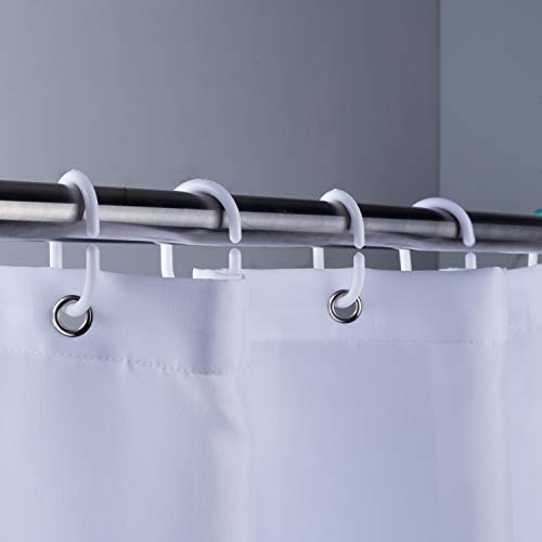 Extra Wide Shower Curtain Mens Bathroom Teal Light Blue Ombre White, Wrap Around Microfiber Cloth Fabric 18 Hooks,108" W×72" H Inch - color: Blue, size: 108"W x 72"L (Pack of 1)