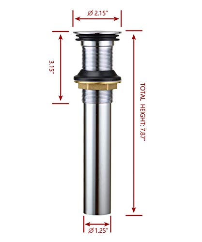 Purelux Pop up Drain Stopper for Bathroom Faucet Vanity or Vessel Sink Bathroom Drain Assembly No Overflow, Chrome Finish - color: Chrome, style: No Overflow