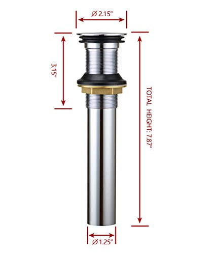 Purelux Pop up Drain Stopper for Bathroom Faucet Vanity or Vessel Sink Bathroom Drain Assembly No Overflow, Chrome Finish - color: Chrome, style: No Overflow