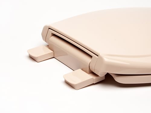 2Q1E6-20 Builder Grade Slow Close Plastic Toilet Seat with Vari Adjust Lok-Down R'N'C Hinge and Quik-Lok Mounting Hardware, Elongated, Venetian Pink - color: Venetian Pink, style: Elongated
