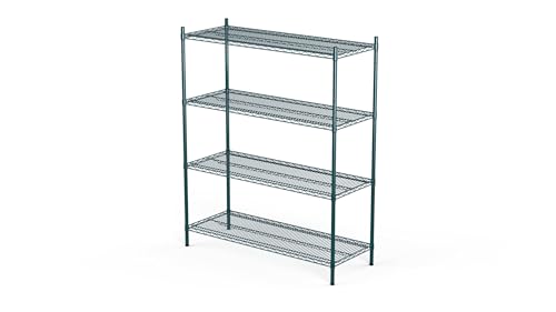 APLSS NSF 4-Tier Green-Epoxy Storage Shelves, 18"x42"x63", Moist&Dry Environments, Commercial Heavy Duty Steel Wire Shelving Unit, 800lbs Per Shelf, Walk-in Cooler&Freezer Kitchen - color: Green Epoxy, size: 18"x42"x63"