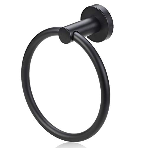 Bahroom Towel Ring,Matte Circle Hand Towel Holder,Heavy Duty Round Towel Holder Wall Mount Towel Rack Black - color: Towel Ring