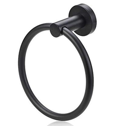 Bahroom Towel Ring,Matte Circle Hand Towel Holder,Heavy Duty Round Towel Holder Wall Mount Towel Rack Black - color: Towel Ring