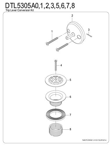 Kingston DTL5305A7 Trip Lever with Grid Conversion Kit, Brushed Brass - color: Brushed Brass