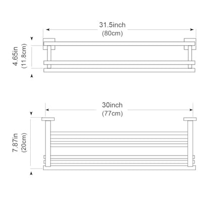 Bathroom Towel Rack with Double Towel Bar 32 Inch Bathroom Hotel Shower Shelf SUS304 Stainless Steel Modern Wall Mounted Holder Polished Chrome - color: Polished Chrome, size: 32 Inch/ 80cm