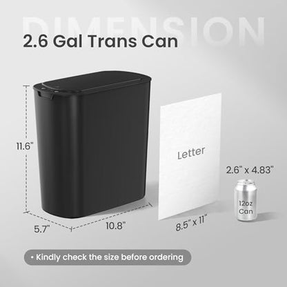 Cesun Automatic Small Bathroom Trash Can with Lid, 2.6 Gallon, Black | Motion Sensor, Plastic, Touchless, Odor Control, Smart Garbage Can, Battery Operated, Manual Button, for Office/RV/Bedroom - color: Black