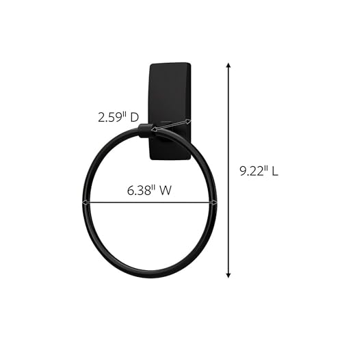 Command Hand Towel Holder Matte Black with Water Resistant Command Strips, Rust Resistant Bathroom Organizer, Holds up to 5 lbs - color: Black