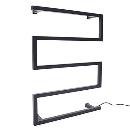Wall Mounted Heated Towel Rack, Electric Towel Warmer, Stainless Steel Towel Warmer Rack with 5 Bars, Towel Drying Rack for Bathroom, Black