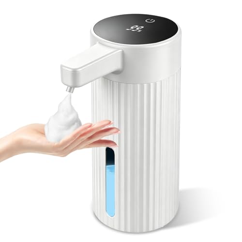 Automatic Foaming Soap Dispenser Touchless, USB Rechargeable Hand Soap Dispenser, 4-Level Adjustable, 14.2oz/420mL, IPX5, Compatible with Thick Thin Dish Soap for Bathroom Kitchen Accessories, White - color: White, size: Foam