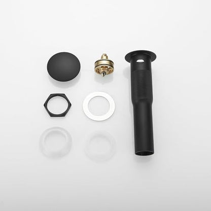 Bathroom Sink Drain, 1-1/2" to 1-3/4", Matte Black | Bathroom Sink Stopper with Overflow Pop Up Drain Assembly Stopper, Vessel Vanity Lavatory Commercial Bath Brass - color: Black