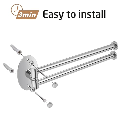 KES Swivel Towel Bar for Bathroom 9-Inch Kitchen Swing Out Double Towel Bar | 2-Arm, Kitchen Wall Mounted SUS 304 Stainless Steel, Polished Finish, A2106S23 - color: Polished Finish, size: 23cm