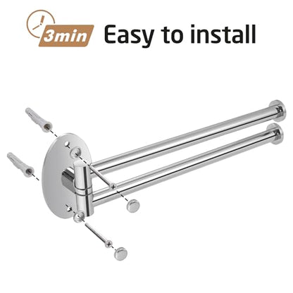KES Swivel Towel Bar for Bathroom 9-Inch Kitchen Swing Out Double Towel Bar | 2-Arm, Kitchen Wall Mounted SUS 304 Stainless Steel, Polished Finish, A2106S23 - color: Polished Finish, size: 23cm