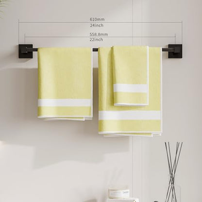 RUACQ Towel Bar 22" Towel Racks for Bathroom Wall Mounted, Matte Black | Total Length 24 Inch Single Towel Rod, Bath Towel Holder, 304 Stainless Steel, Rustproof, Square Base, Heavy Duty, Modern - color: Matte Black, size: 22 inch(Center to Center) Single