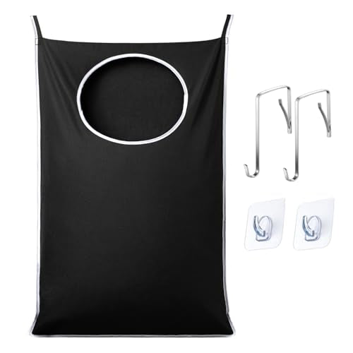 ANSTROUT XL Hanging Laundry Hamper Bags, Door Laundry Hamper with 2 Types of Hooks for Dirty Clothes, Save Bathroom Space Size:36.5x 22 Inch Hanging Laundry Storage Bag (Black) - color: Black-1pack